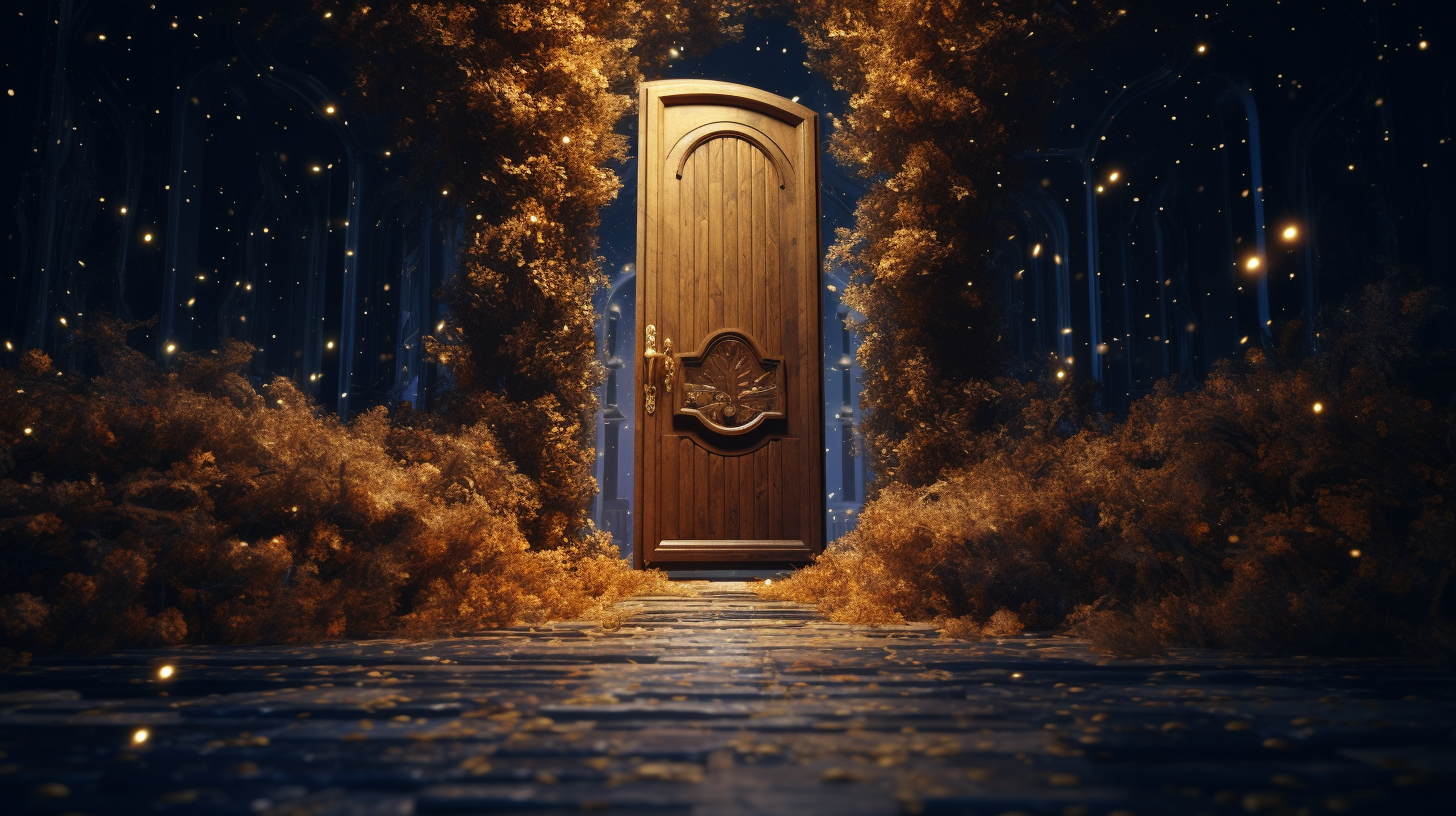 Golden fairywood door in the universe