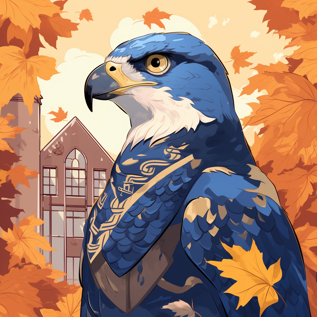 Medium Blue and Yellow Fall Falcon Anime Mascot