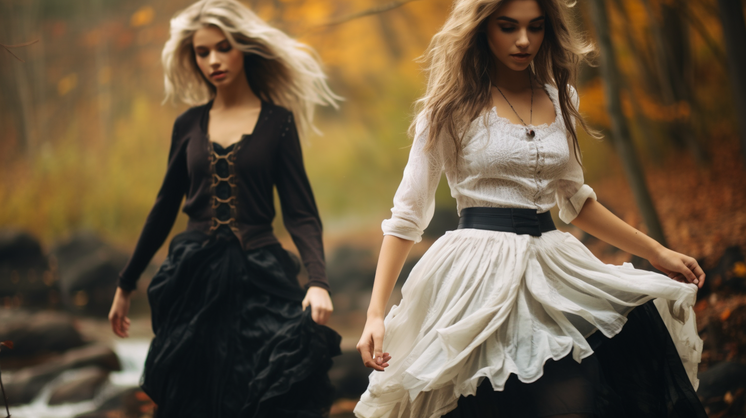 Young women in fall forest