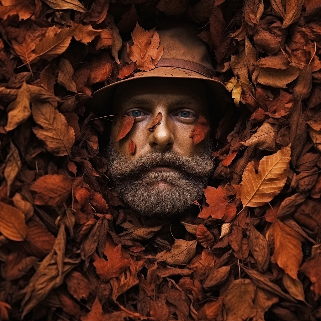 Fall Leaves with Hidden Face Underneath