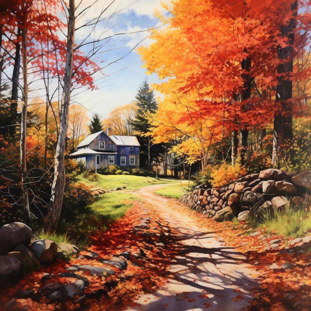 Realistic Fall New England Landscape