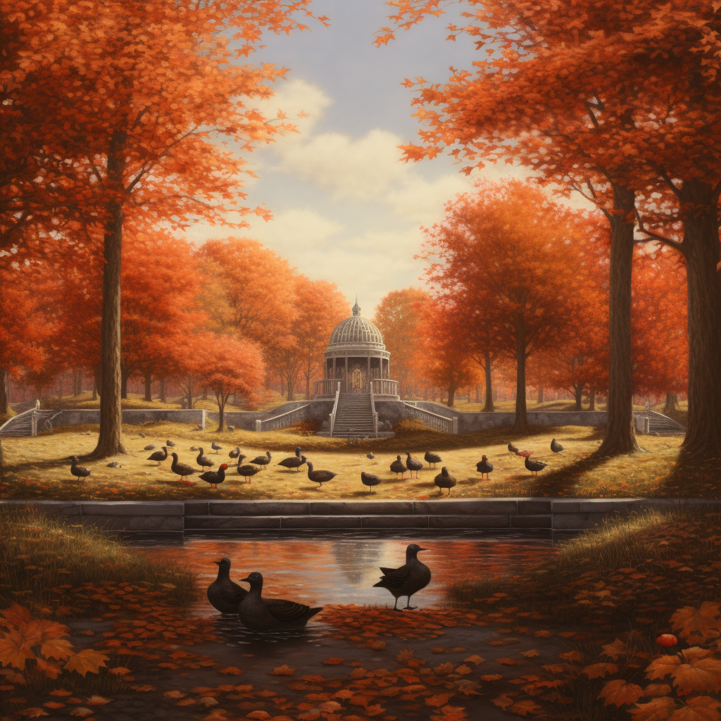 Image of Fall Park with Hidden Turkeys