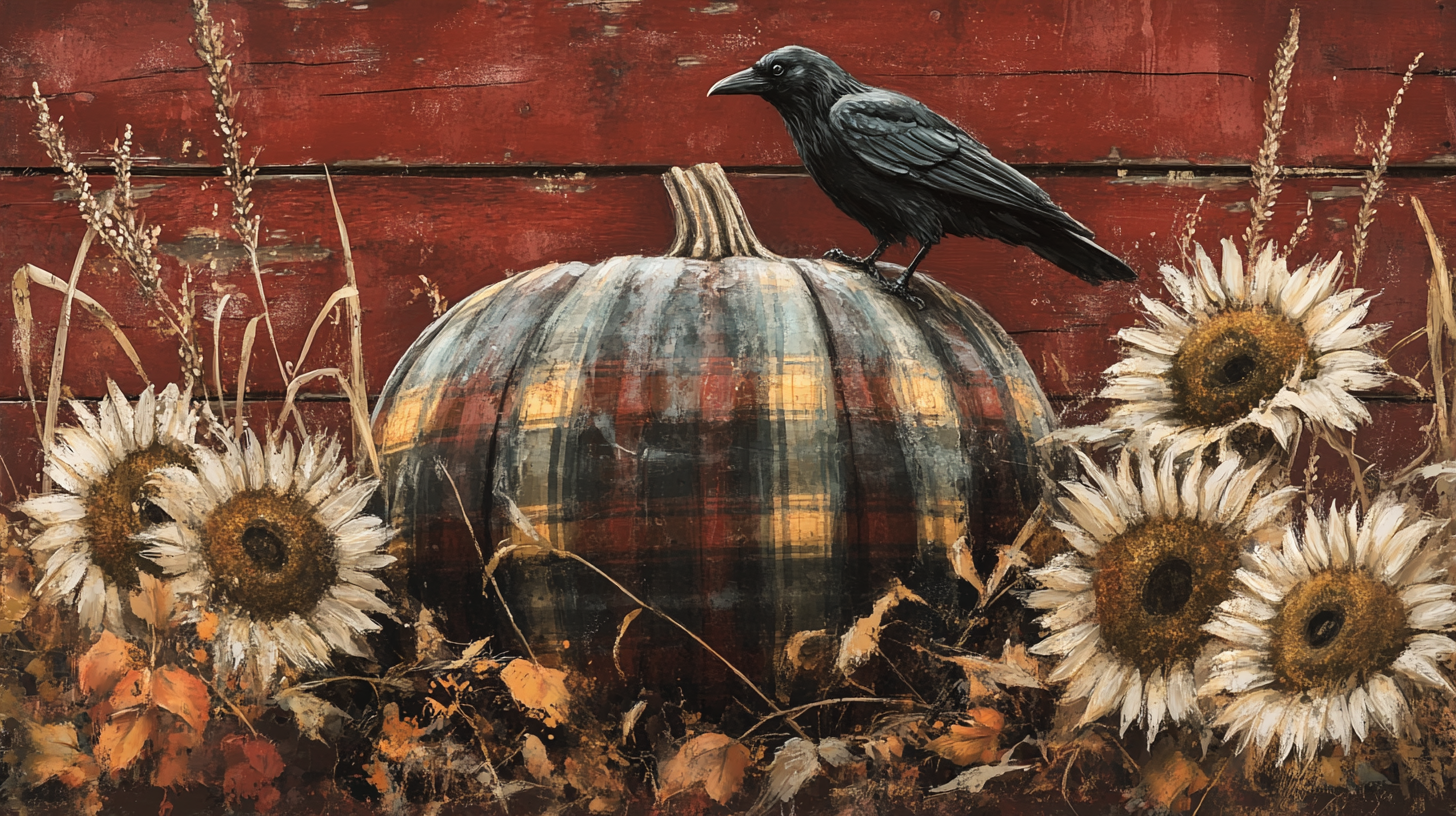 Dark Fall Pumpkin Raven Image