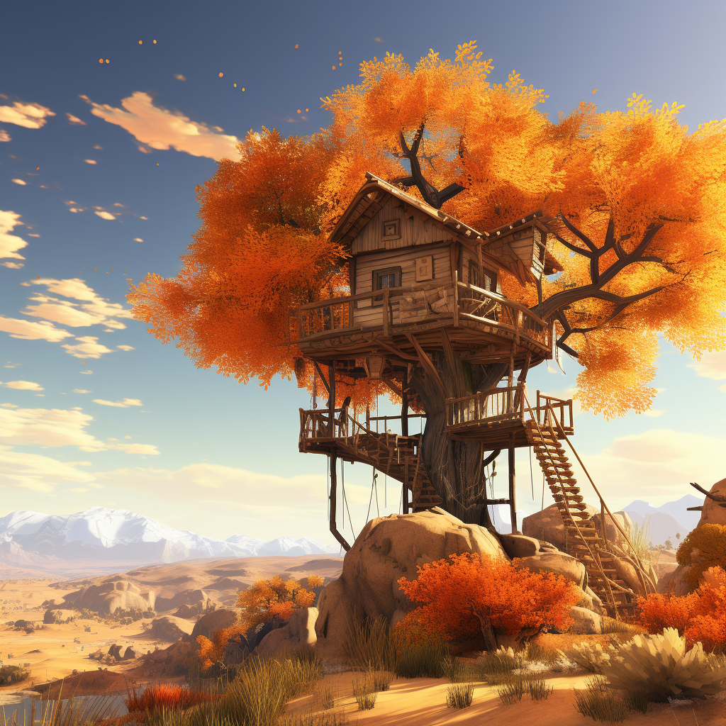 Cozy Fall Treehouse in Warm Colors