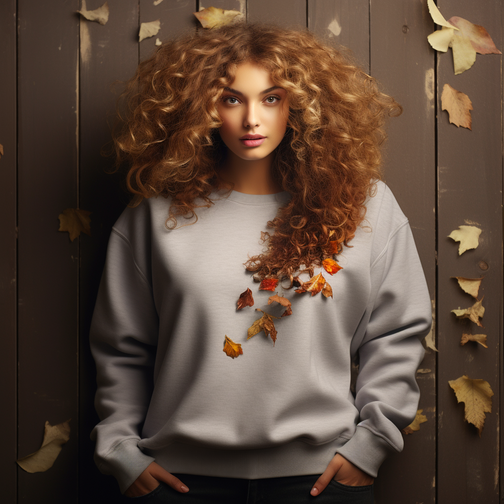 Curly Haired Woman in Gray Sweater