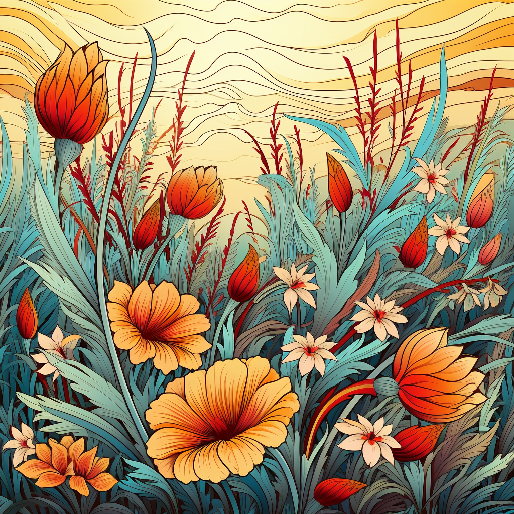 Colorful Fall Flowers in Tall Grass