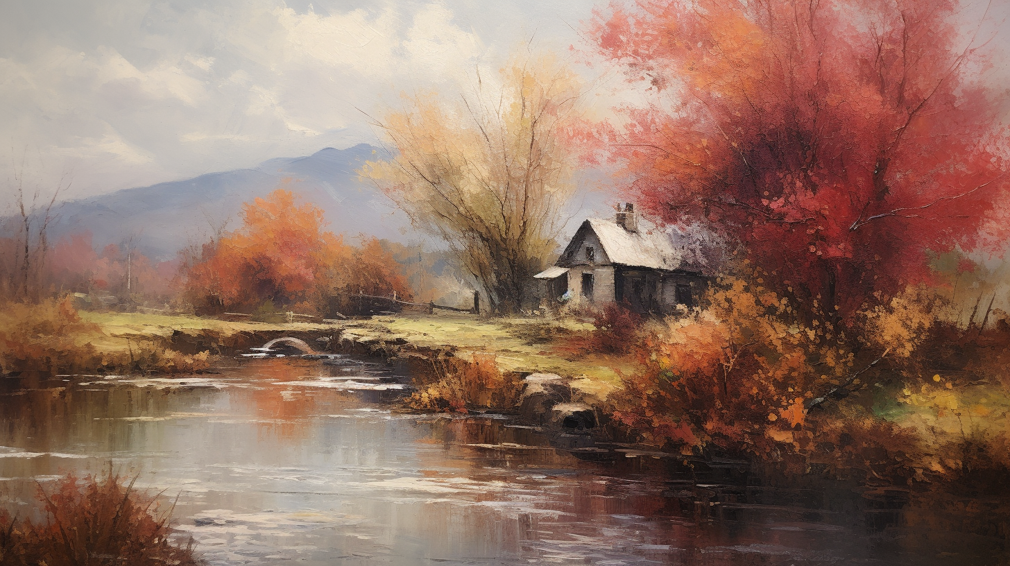 Serene fall landscape painting