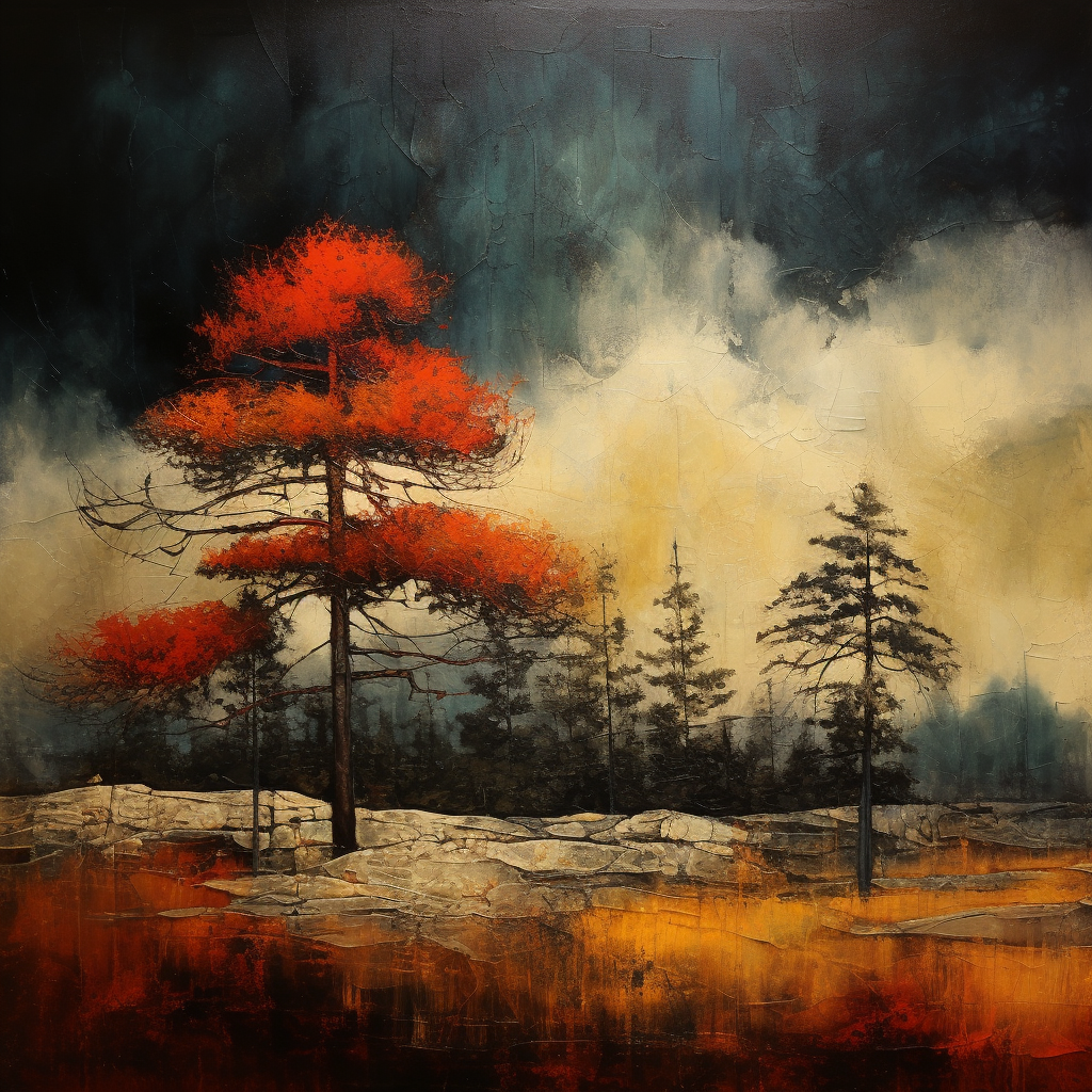 Pine trees on a fall landscape