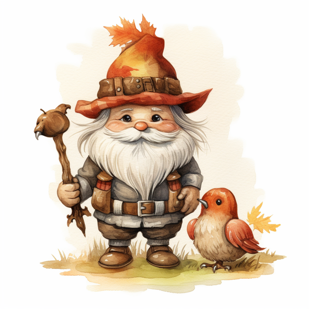 Adorable gnome with Thanksgiving turkey