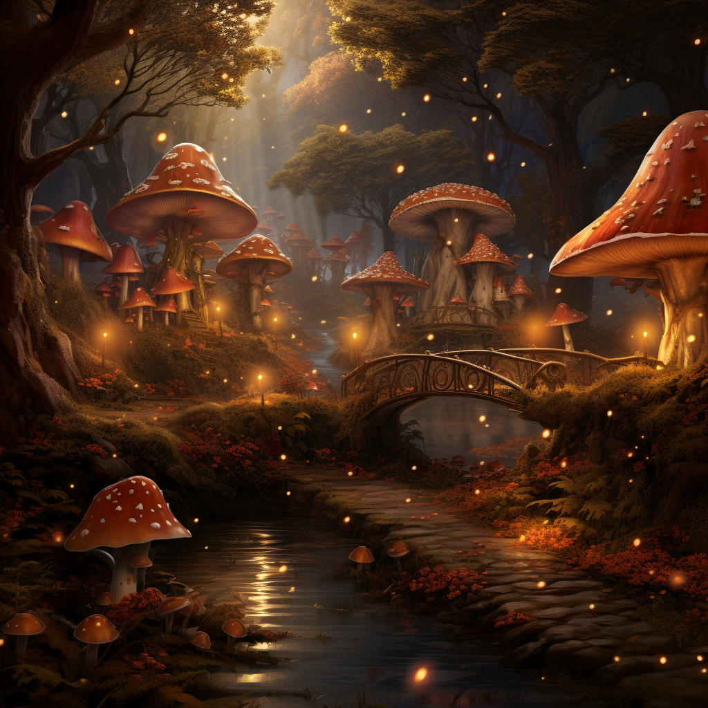 Beautiful wood fairies in fall forest