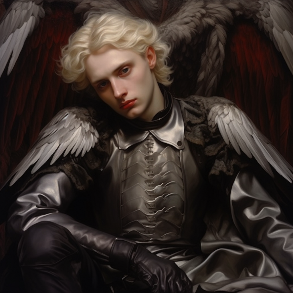 Platinum blonde man in Cabanel's 'Fallen Angel' painting