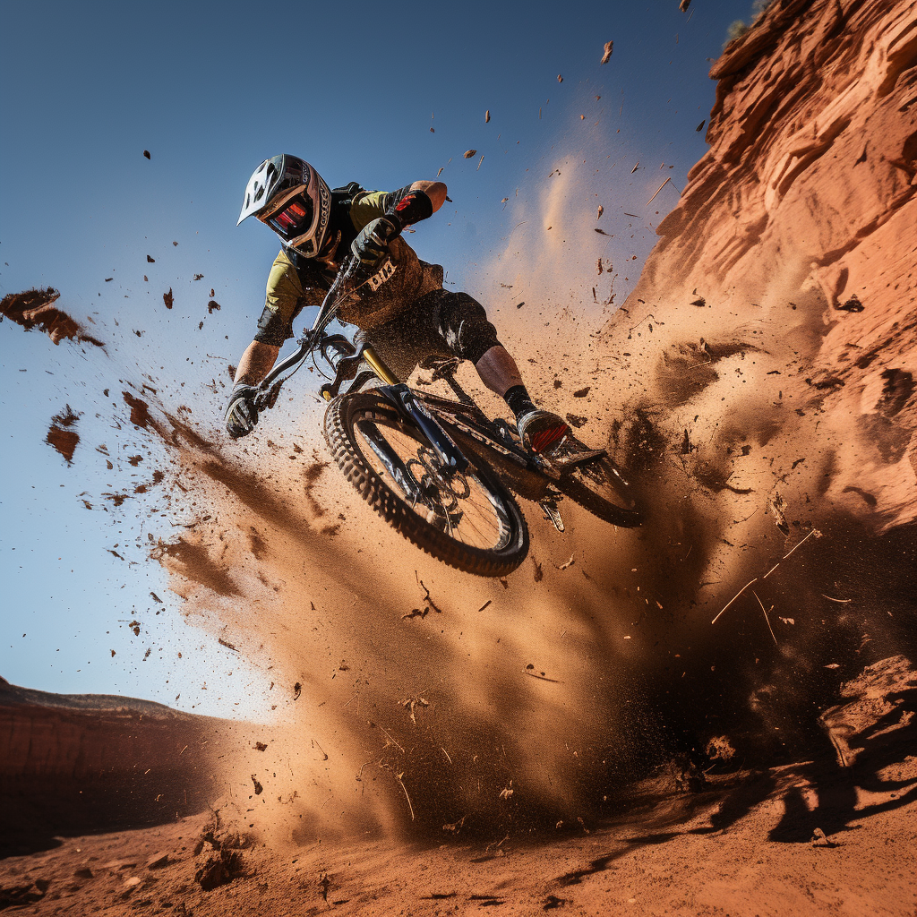 Mountain biker falling off trail at Moab