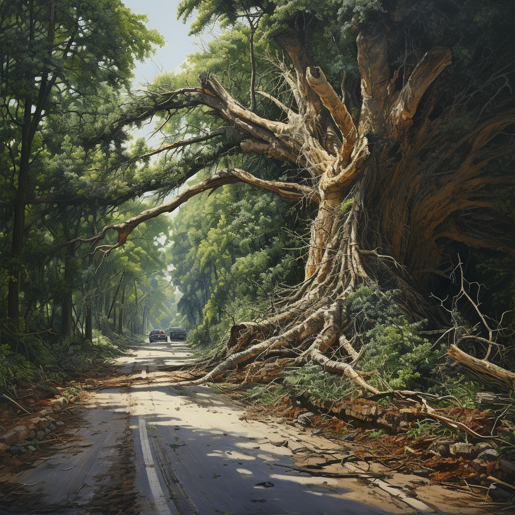 Fallen Tree Blocking Road