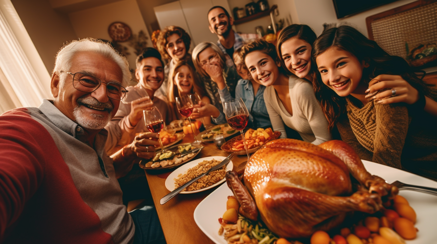 Multi-Generation Relatives Celebrating with Selfies