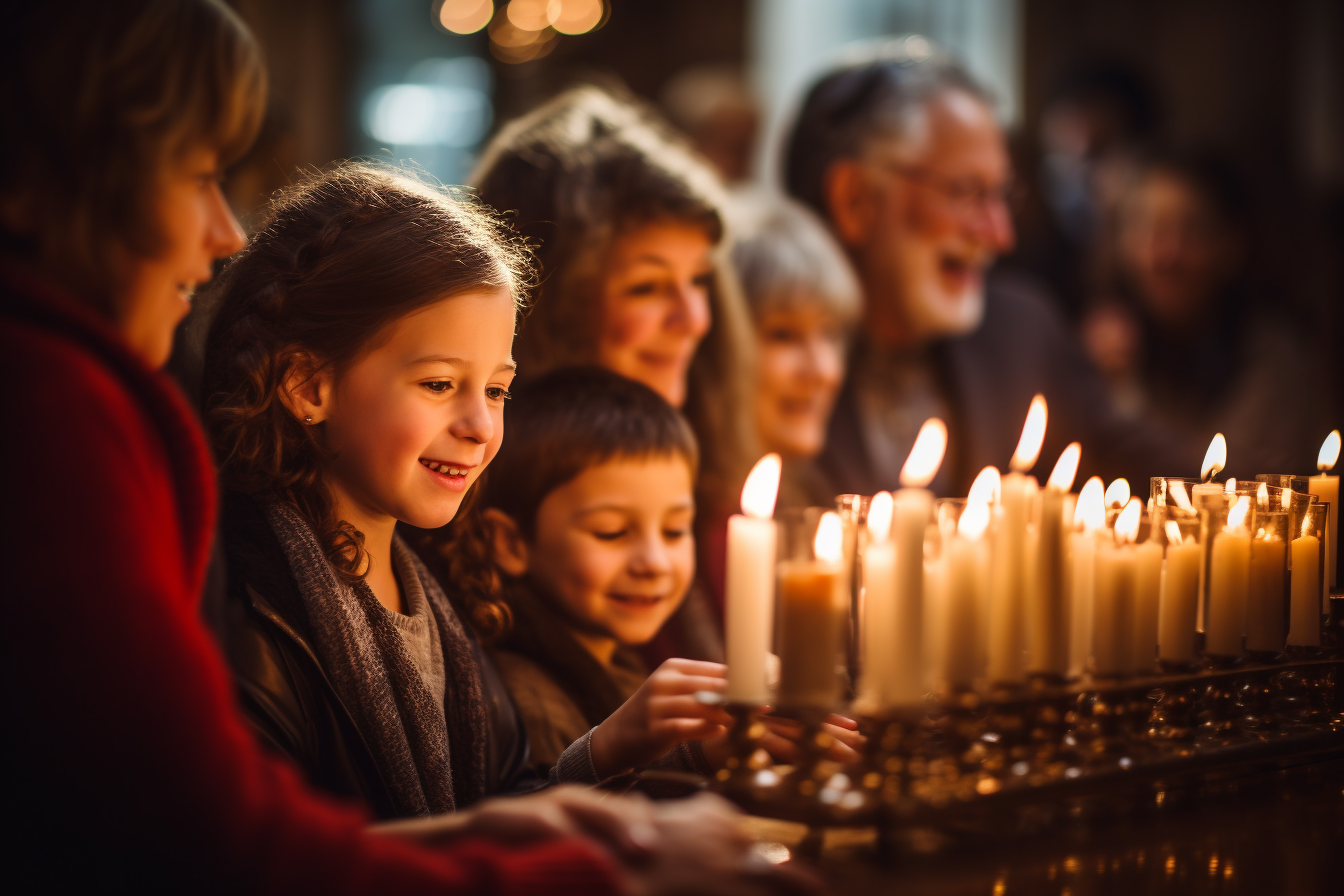 Happy Family Celebrating Hanukkah