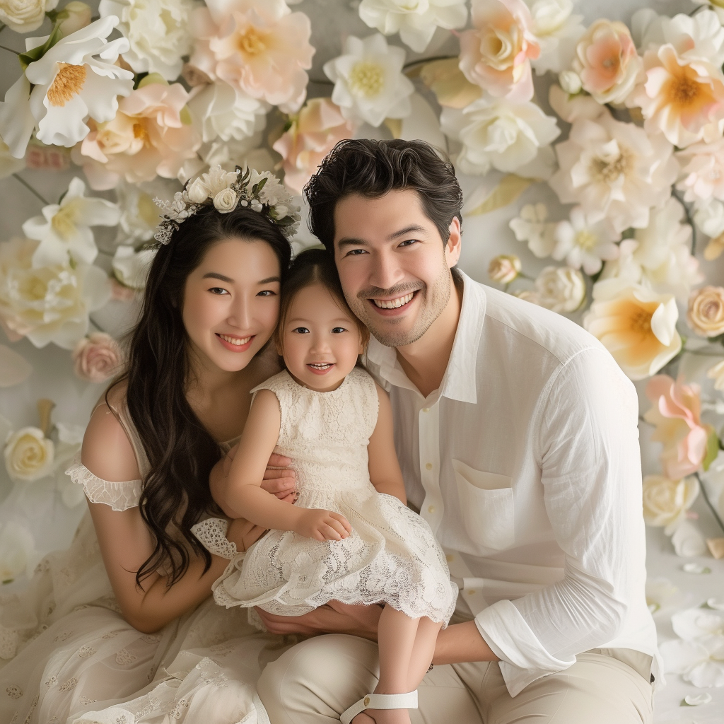 Family Photos with Floating Flowers