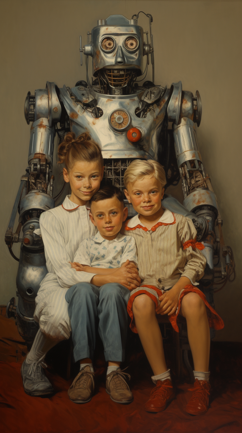 Family with robot children