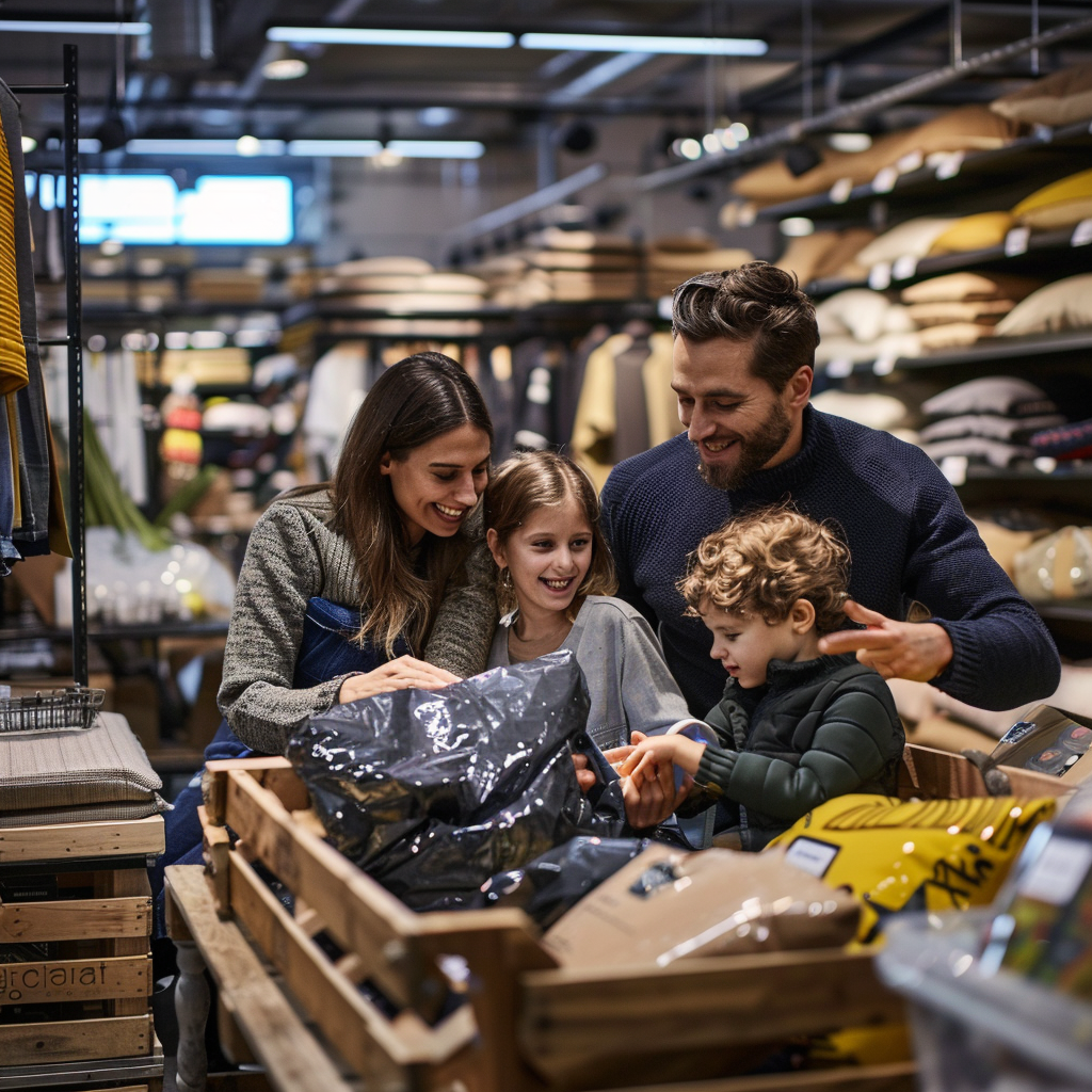 Family shopping at Ikea store