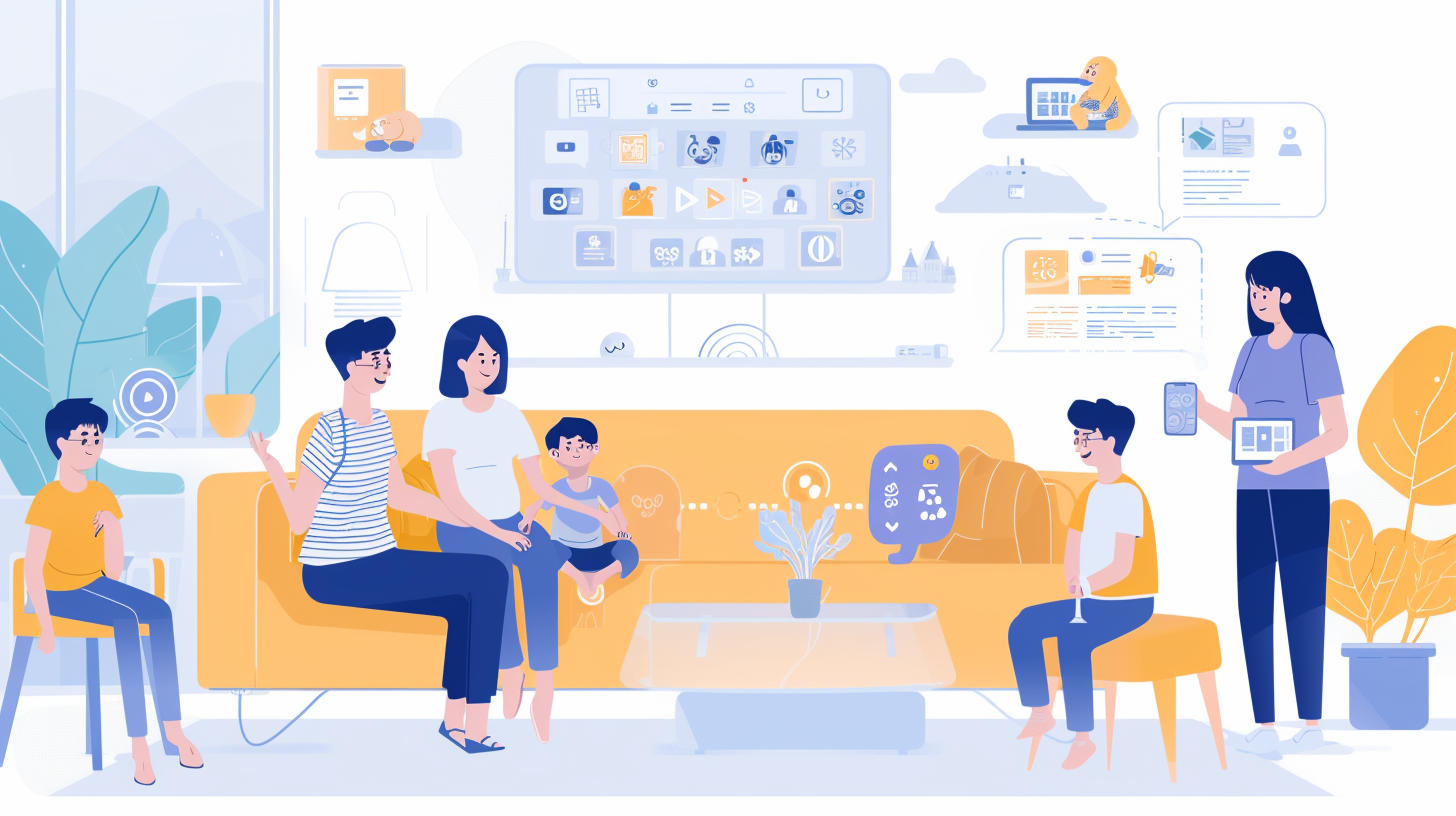 Family interacting with AI assistant