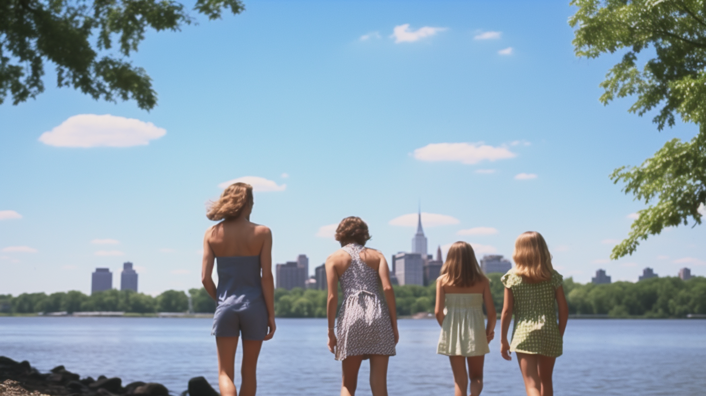 Family Swimsuits on Hudson River