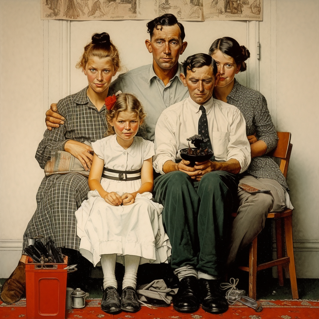 Norman Rockwell Family Unit painting