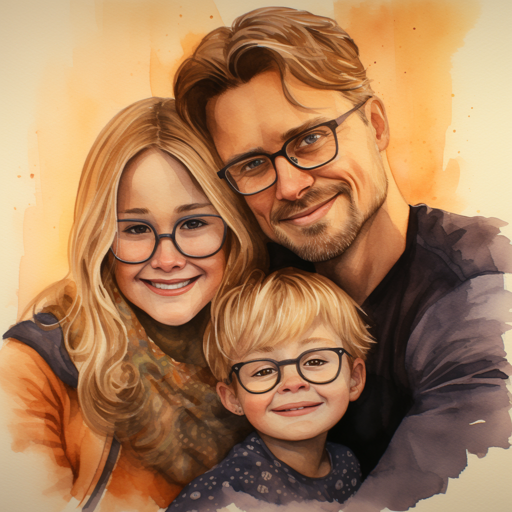 Happy family enjoying watercolor painting