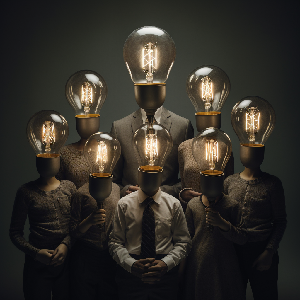 Family with Lightbulbs Head Image