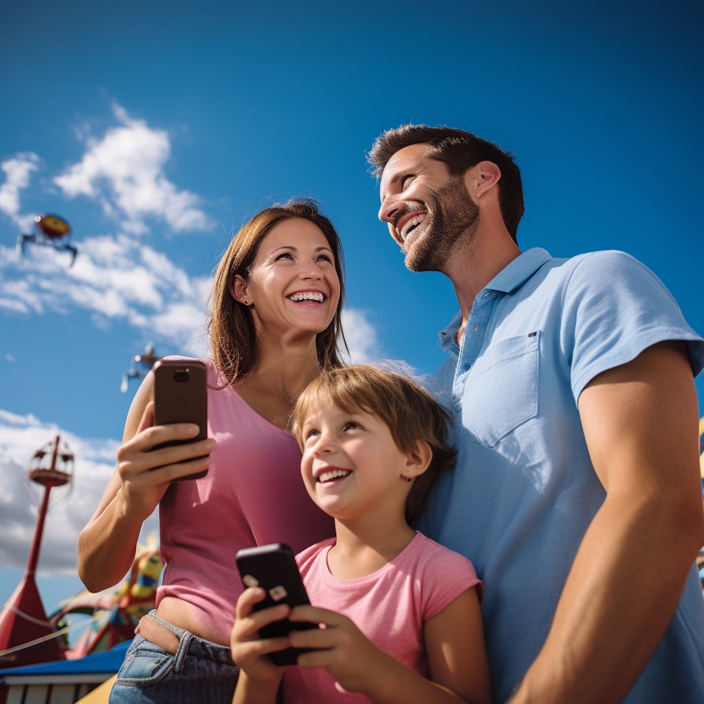 Family enjoying theme park adventure