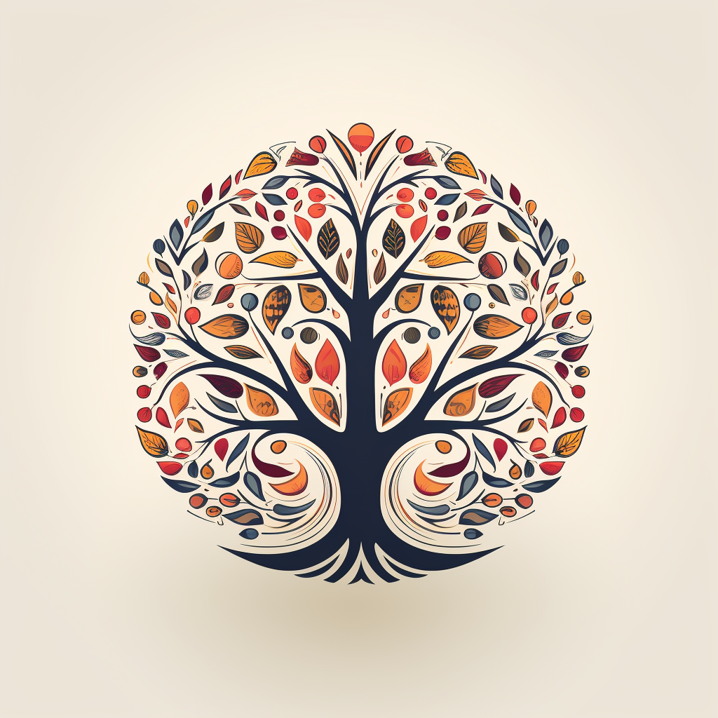 Traditional family tree with modern digital elements