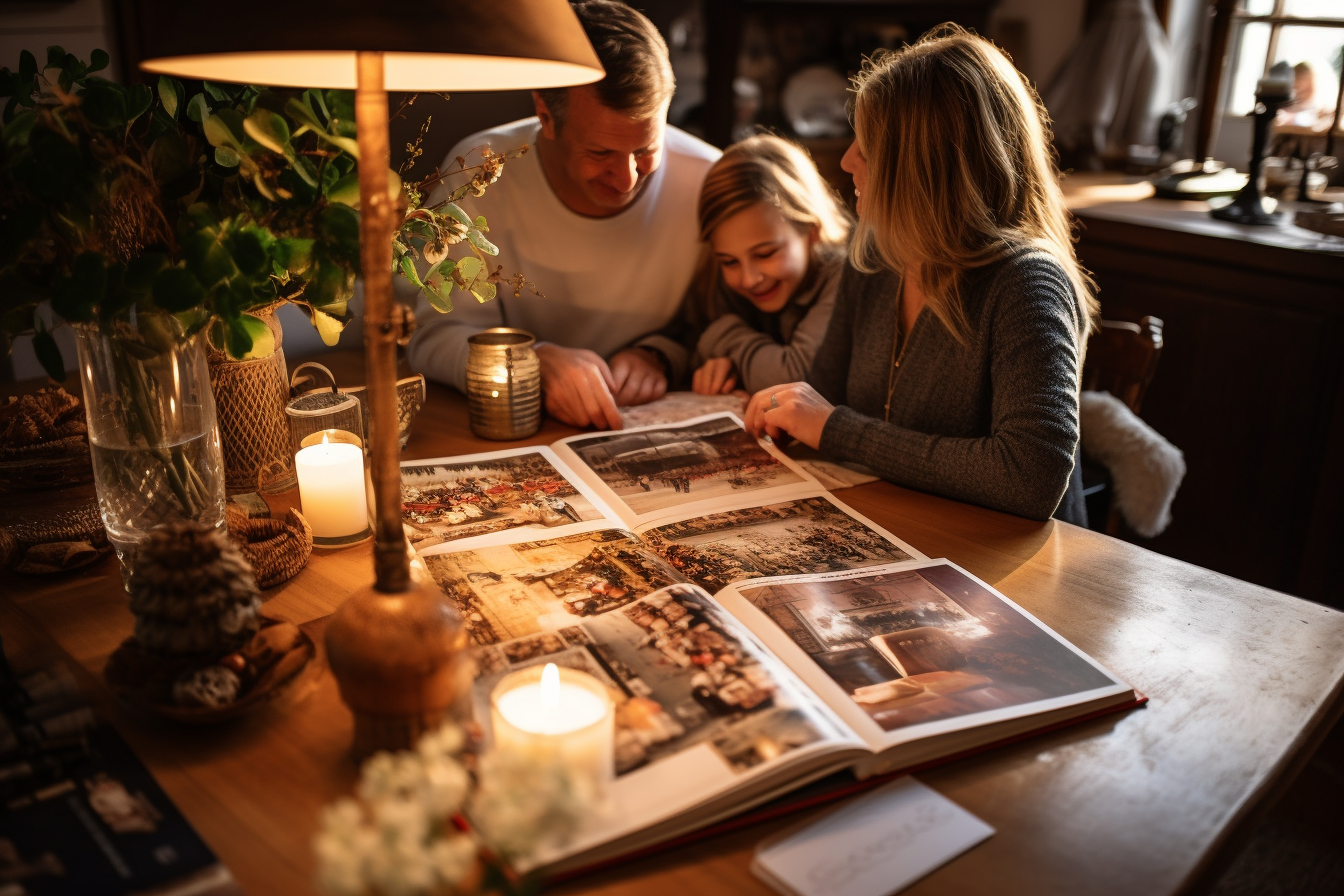 Family enjoying memories from France