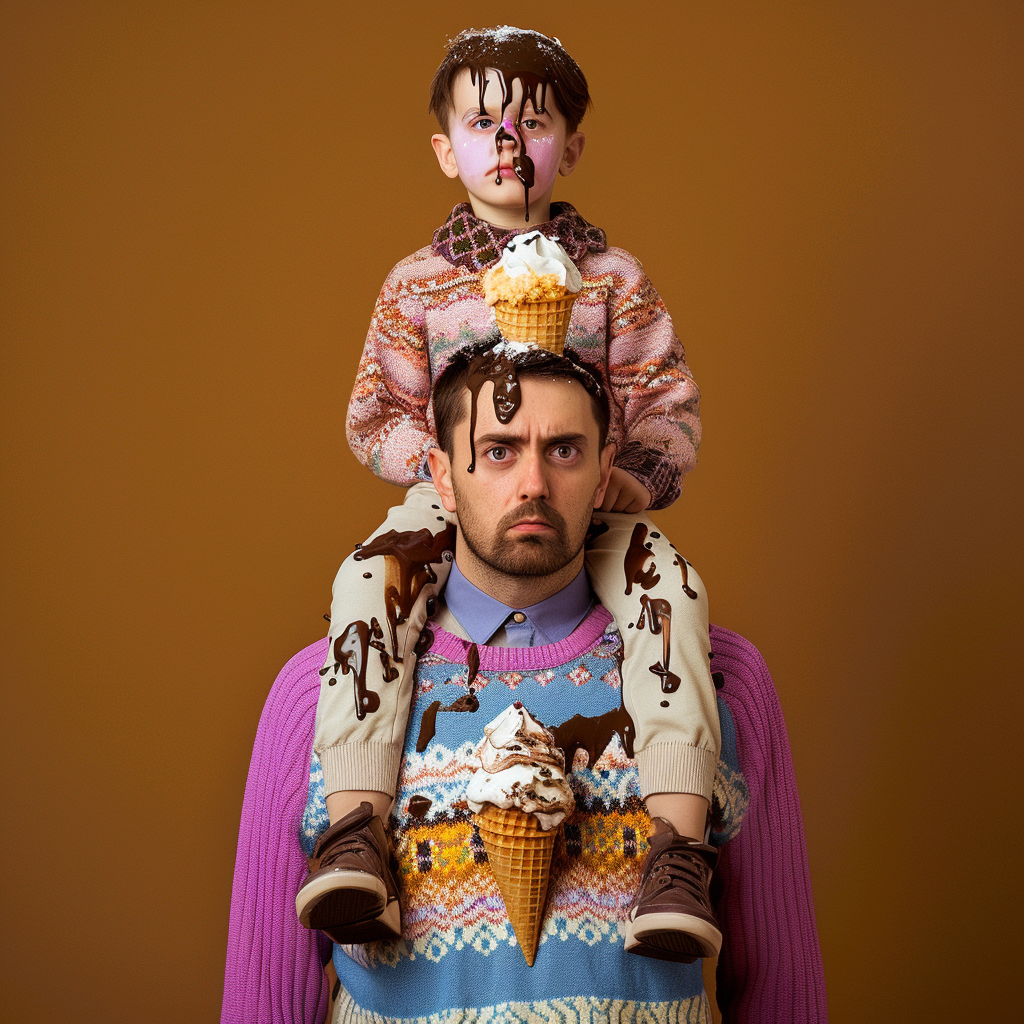 Family in Ugly Sweater with Ice Cream