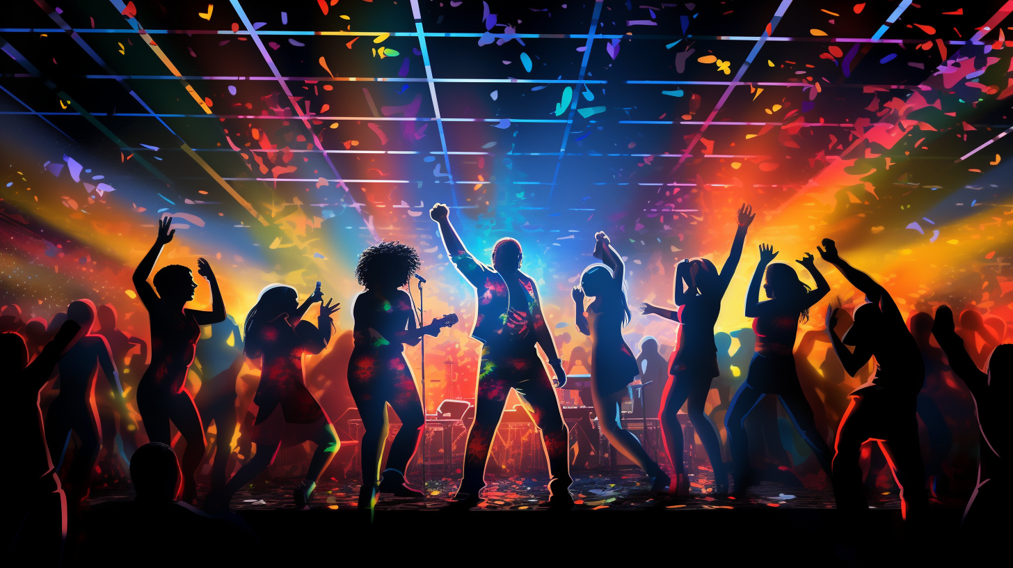 Singers and Guitarists Dancing with Graffiti Background