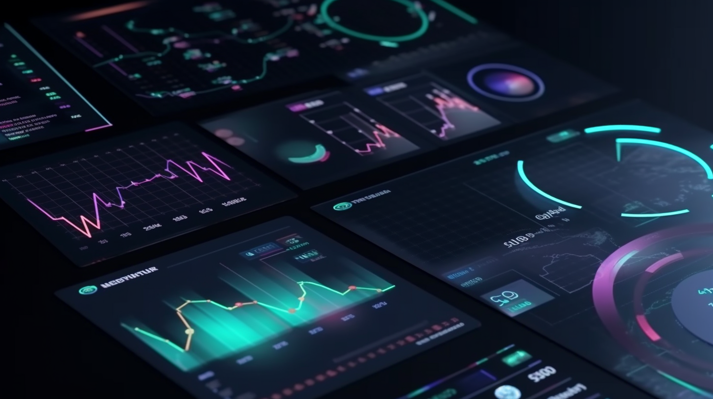 Futuristic financial report with analytics charts