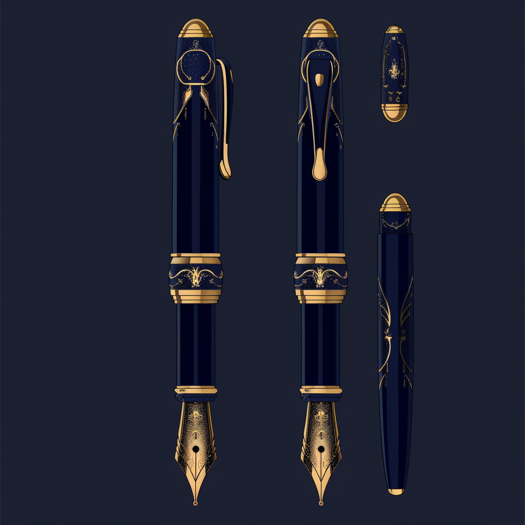 Fancy Blue Fountain Pen Graphic