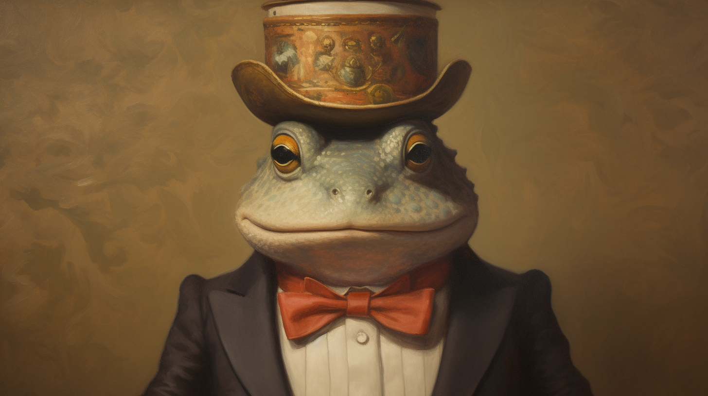 Anthropomorphic toad with a fancy hat