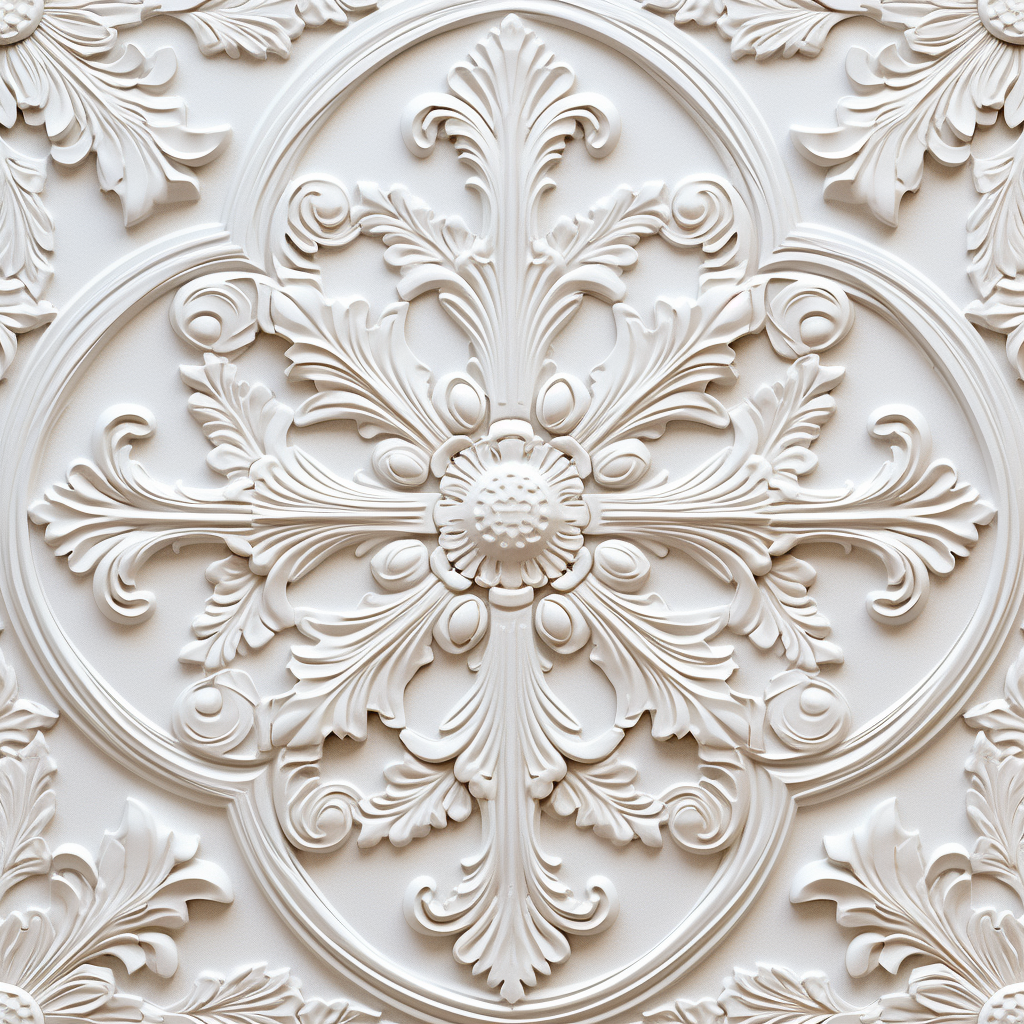 Decorative white wooden ceiling texture