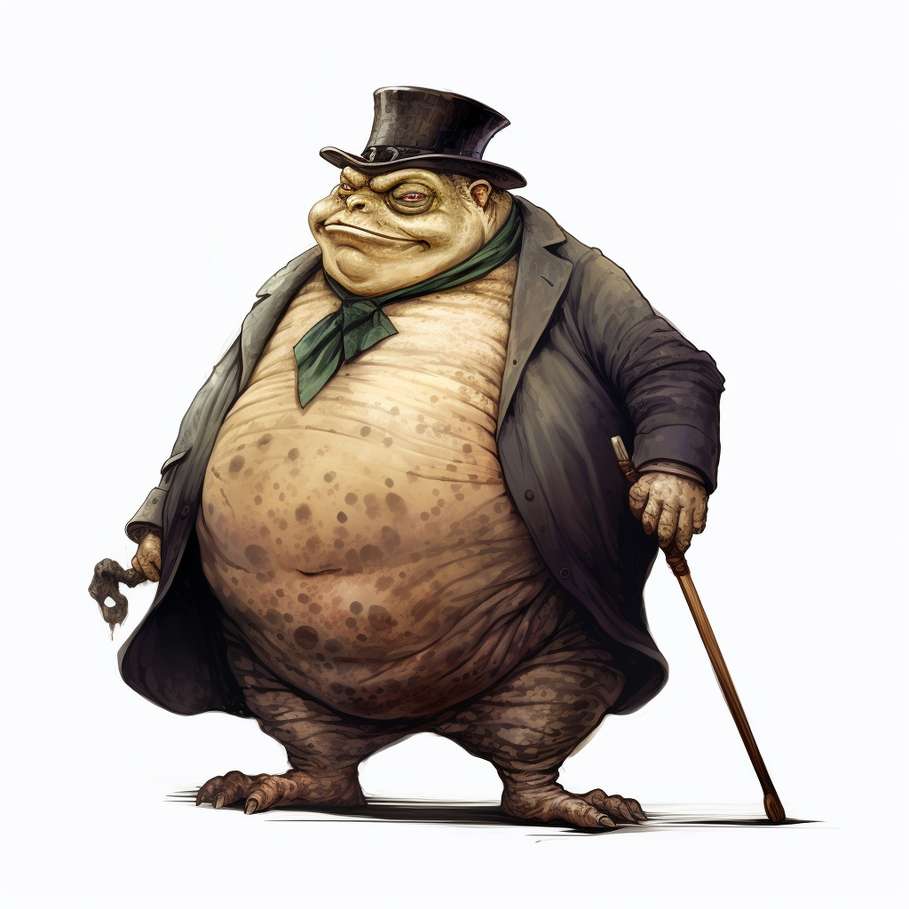 Evil Obese Toad Man with Cane