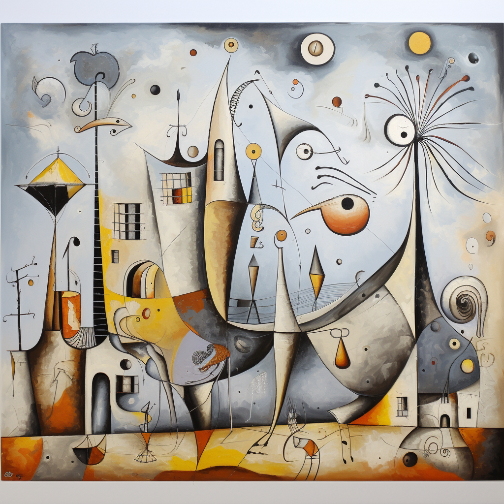 Colorful Miro-inspired Fantastic Animals and Buildings