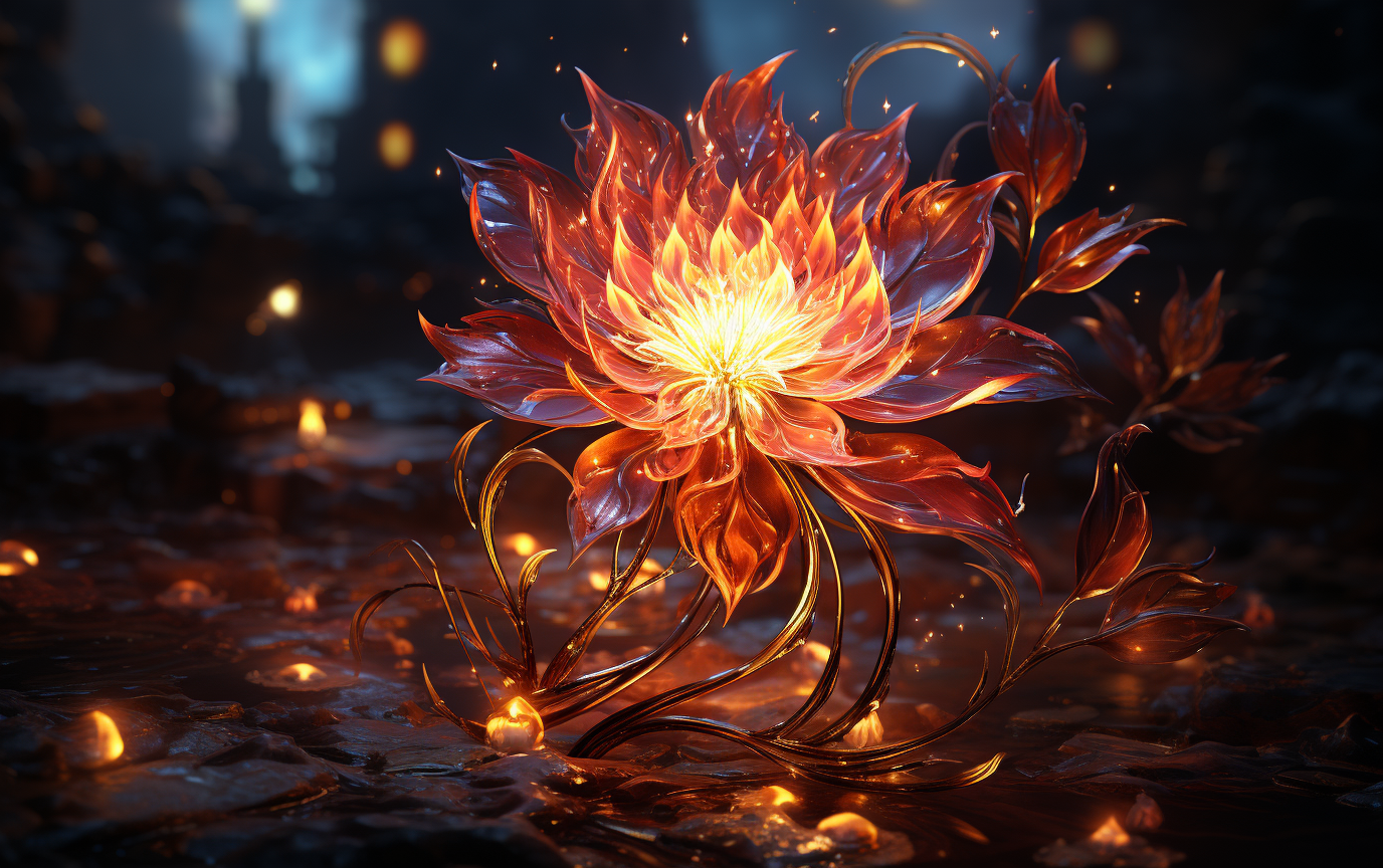 Vibrant fire flower in stylized art