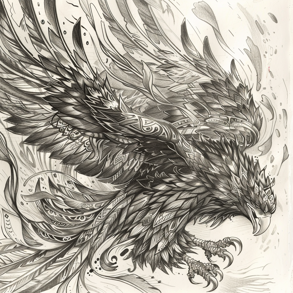 Sketch of majestic fantastical eagle