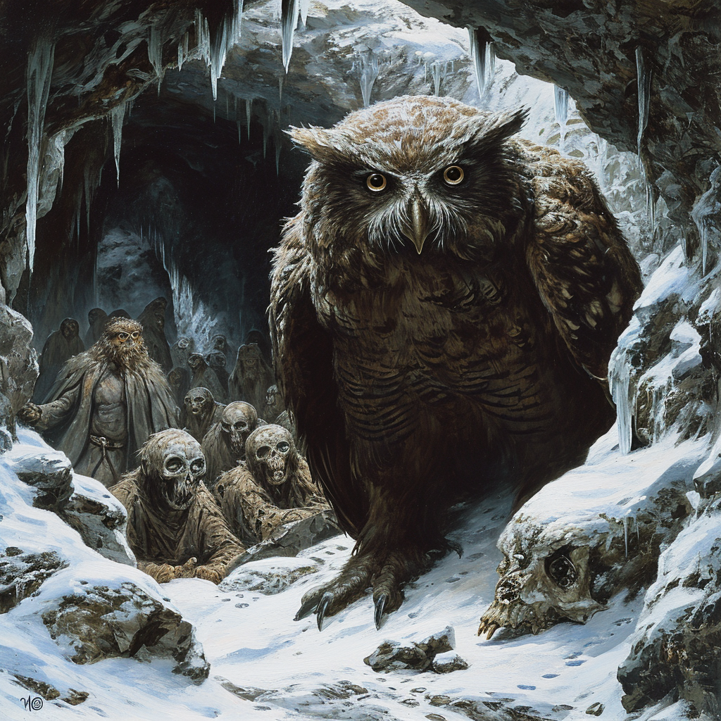 Owlbear Cave Snow Dead Humans