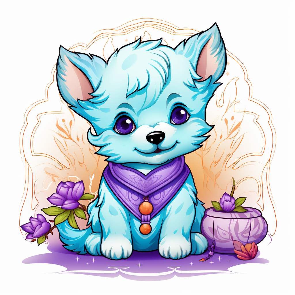 Cute fantasy baby dog coloring