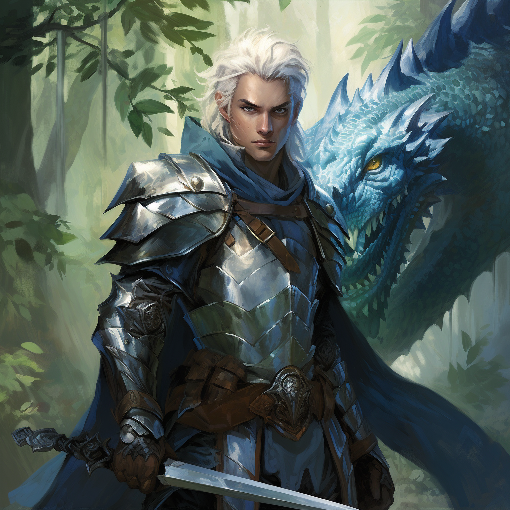 Blue-skinned Guy in Dragonscale Armor in Forest