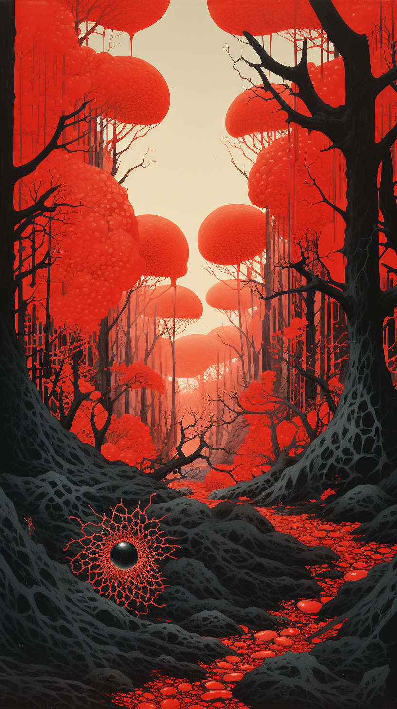 Red virus overtakes lush forest