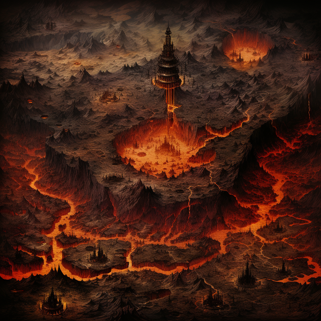 Detailed Fantasy Map of Hell