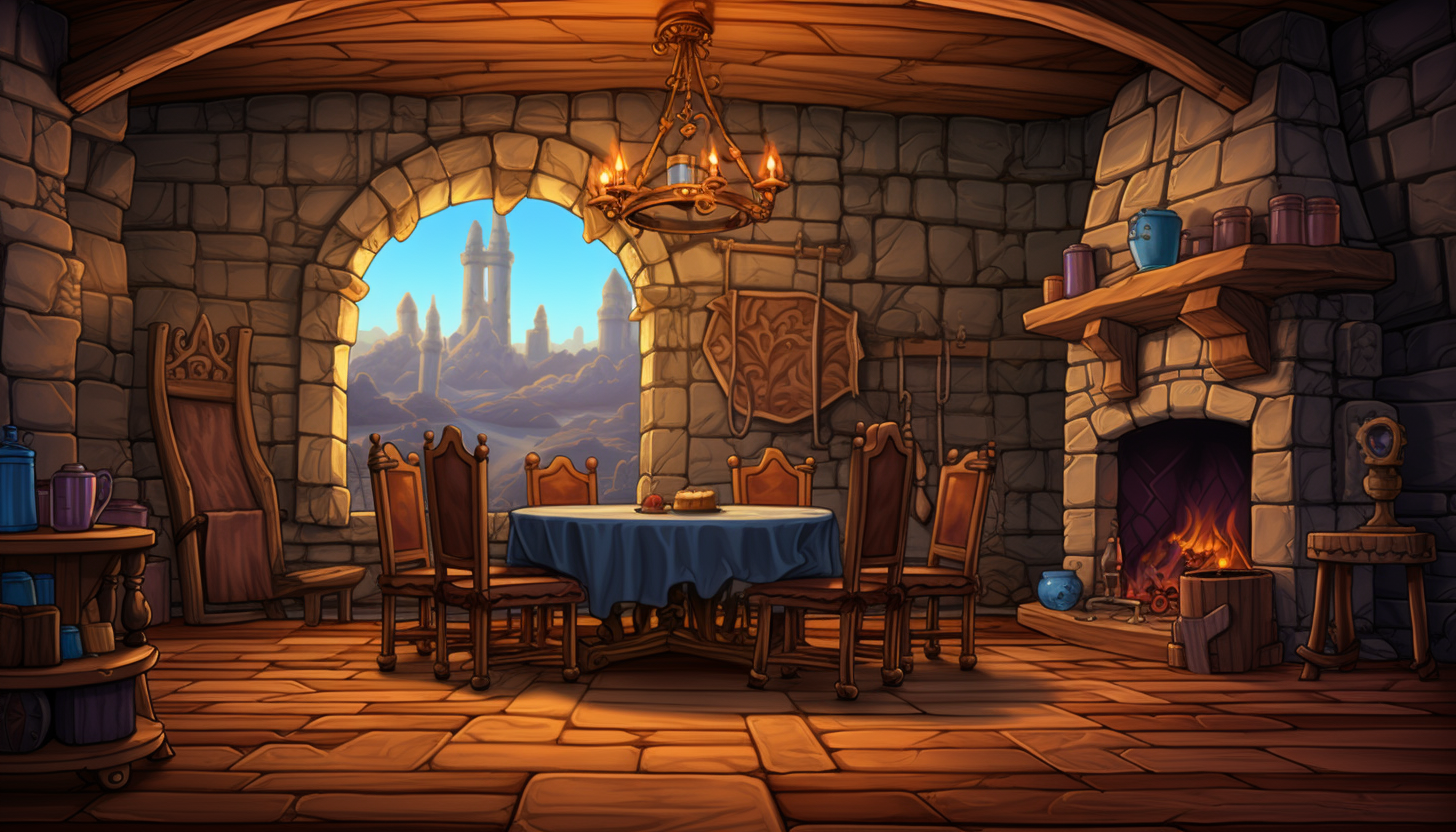 Illustration of fantasy castle meeting room