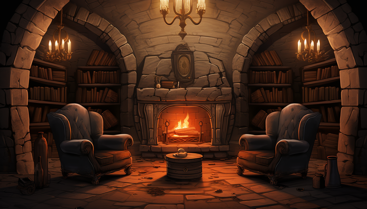 Illustration of office room in fantasy castle