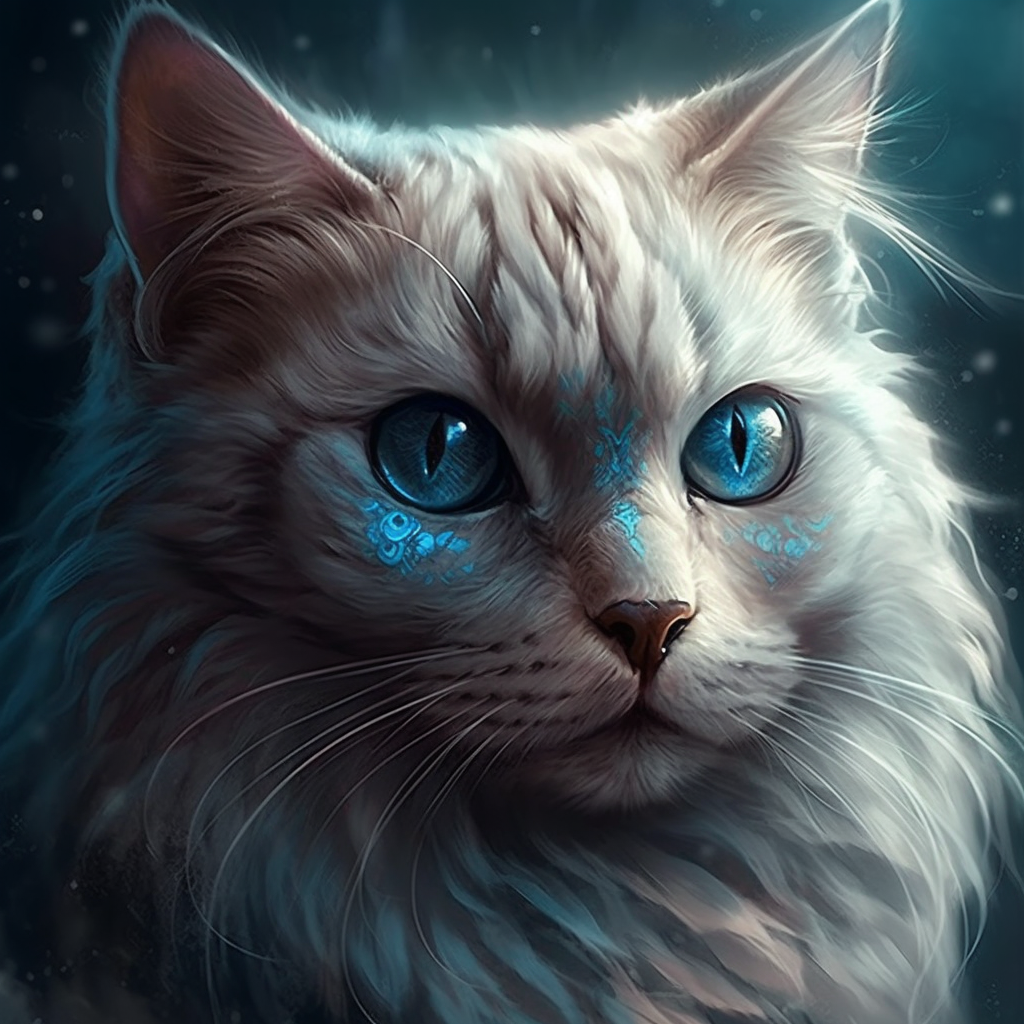 Cute Fantasy Cat with Blue Eyes