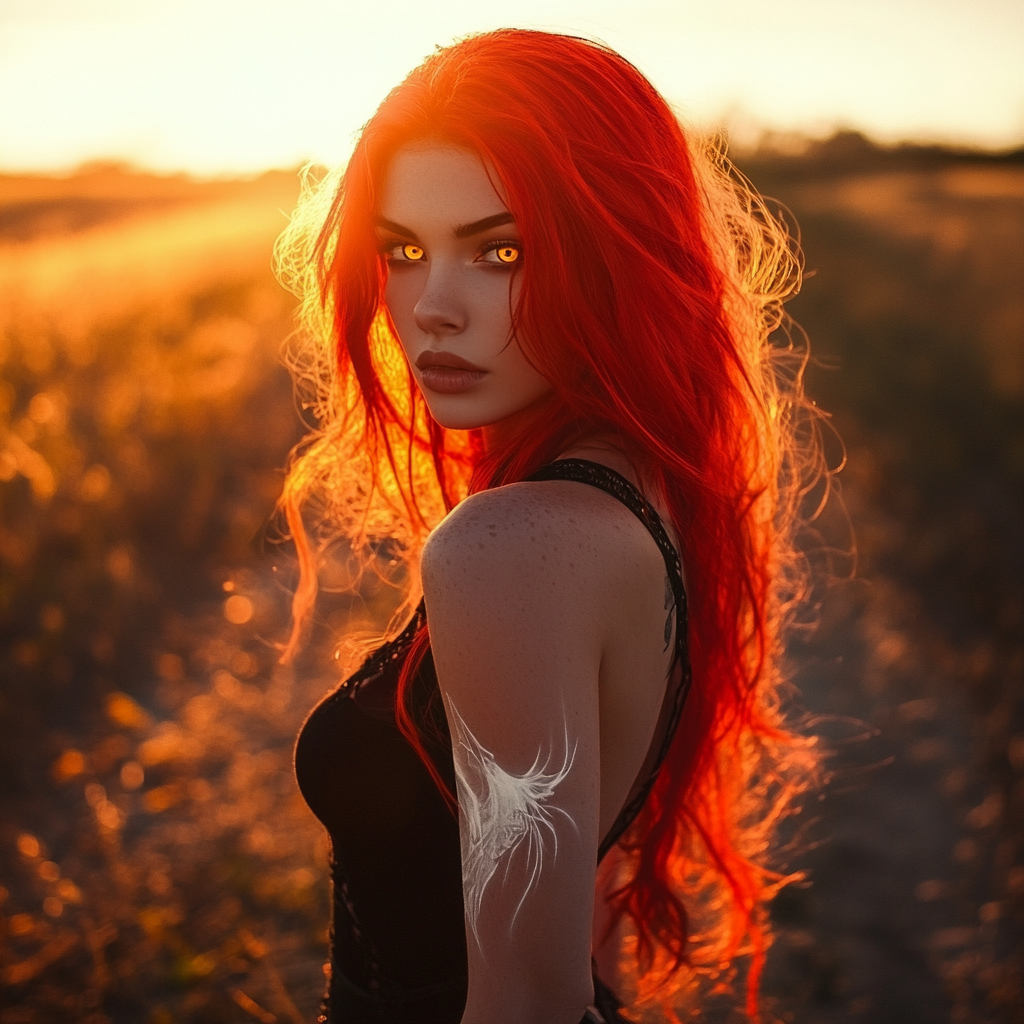 Red-haired Fantasy Character in Field