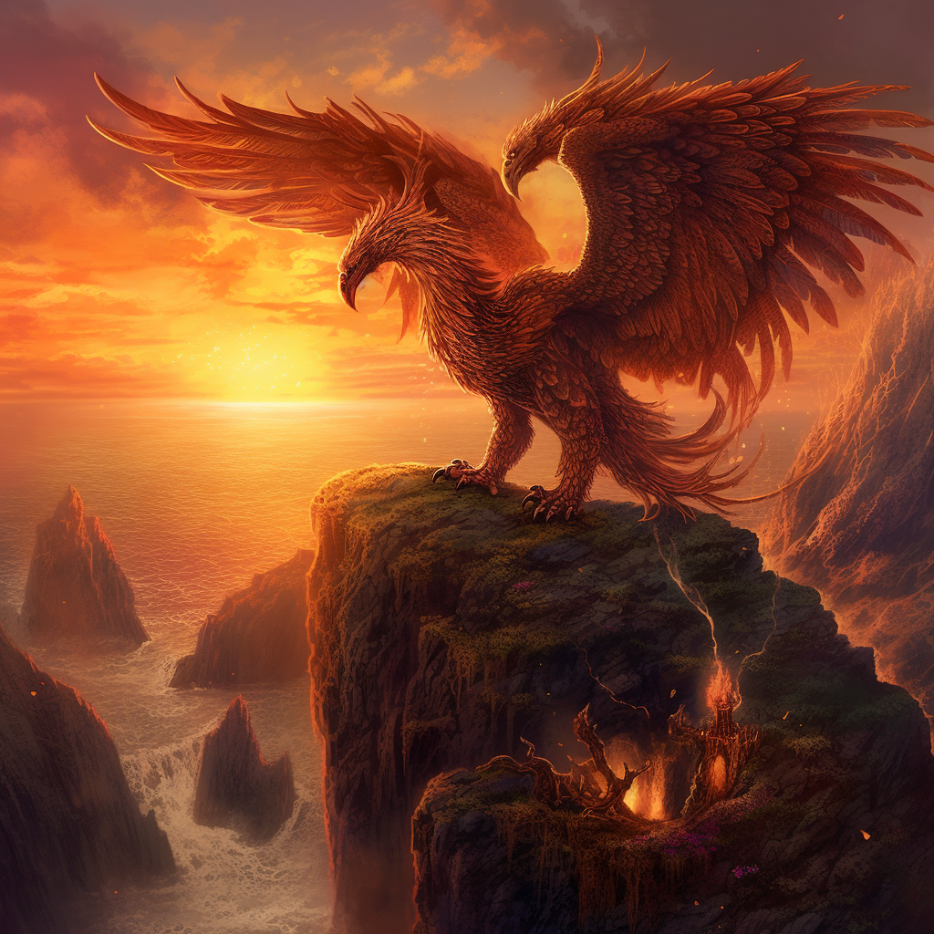 Majestic bird beast on cliffside